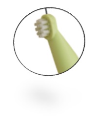 Зубная щетка для собак мелких пород анатомическая с ручкой для снятия налета, цвет зеленый.