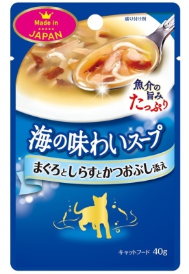 Влажный корм из тихоокеанских деликатесов с нарезкой из желтопёрого тунца в виде наваристого сытного супа, 40 г х 3 шт