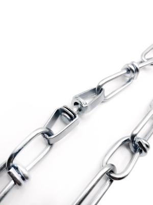 Привязочная стальная цепь с особым плетением звена для крупных собак, размер L