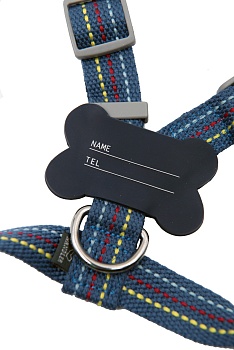 Шлейка для собак с адресником 'Надеть в два движения' с силиконовой защитой, размер M, синий