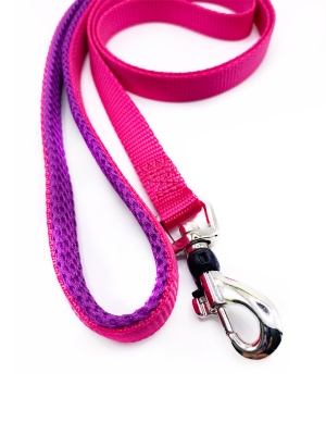 Поводок для собак со стоппером и мягкой анатомической вкладкой для рук, серия 40 оттенков радуги, розовый, размер M