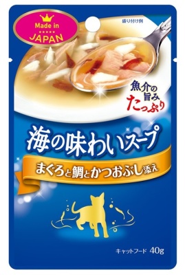 Влажный корм из тихоокеанских деликатесов с нарезкой из японского тунца в виде наваристого сытного супа, 40 г х 14 шт