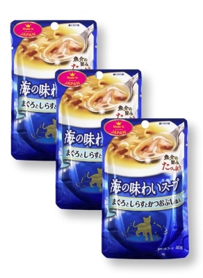 Влажный корм из тихоокеанских деликатесов с нарезкой из желтопёрого тунца в виде наваристого сытного супа, 40 г х 3 шт