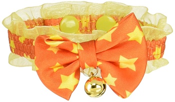 Безопасный ошейник-чокер для стильного модника, размер 3S. оранжевый со звёздами