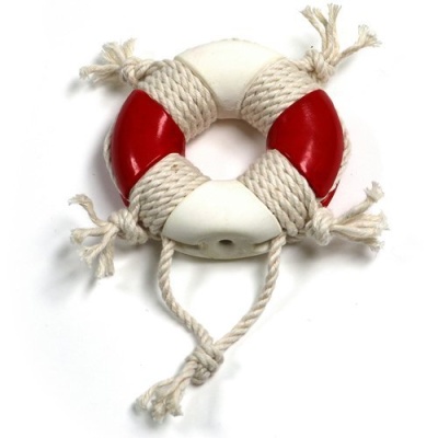 Латексная игрушка с хлопковыми зубными нитями "Спасательный круг" для собак